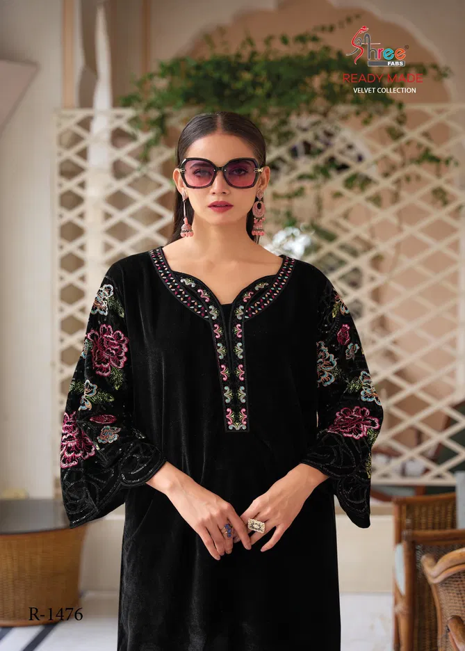 R 1476 By Shree Embroidery Velvet Pakistani Top With Bottom Wholesale Price In Surat
